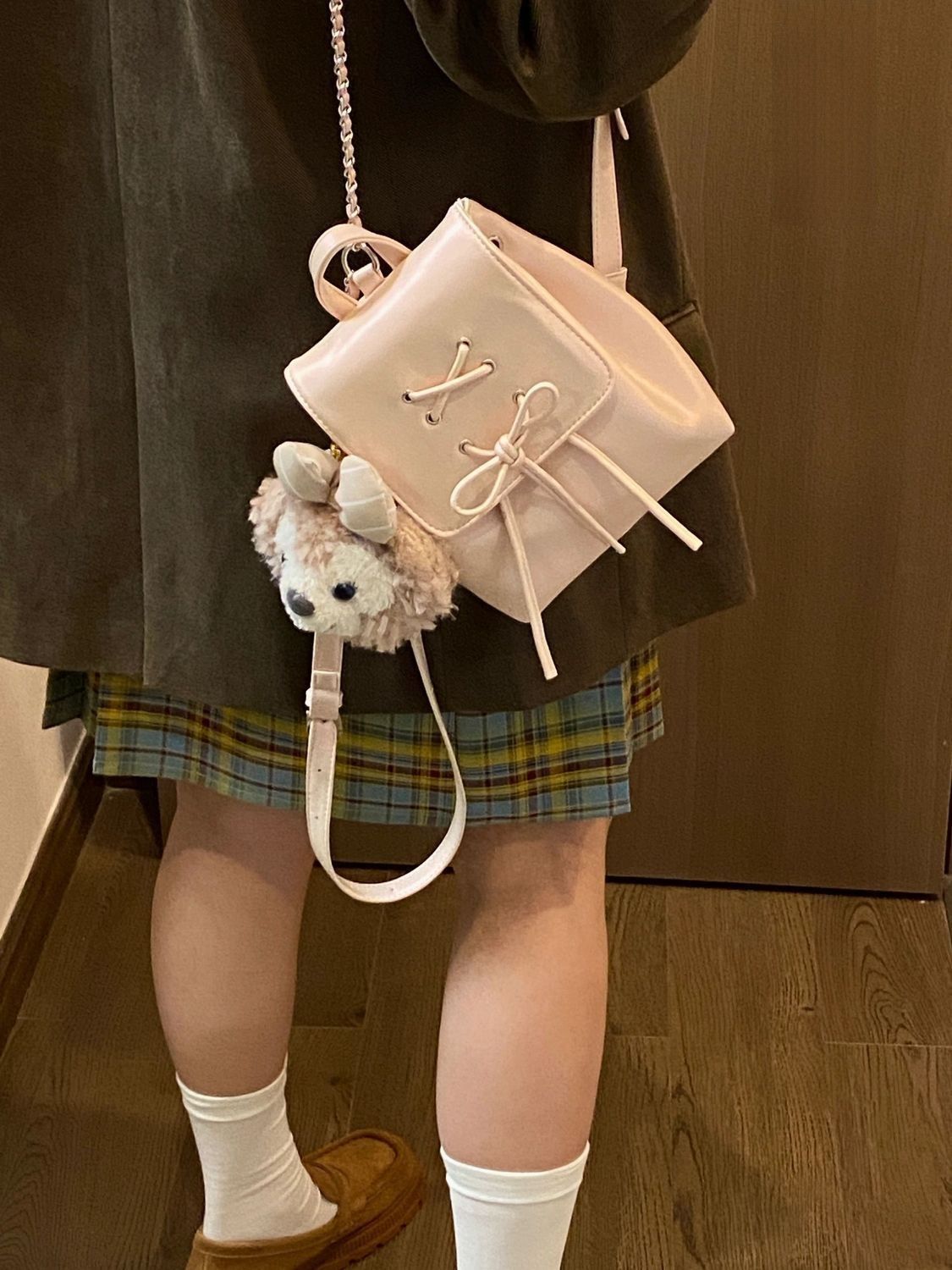 原創芭蕾風可愛雙肩包女新款小眾設計公主風氣質手拎包學...