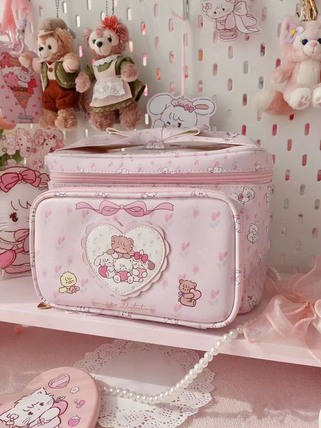 mikko co-branded large 2023 new cosmetic bag storage bag large capacity cute small animal square handbag