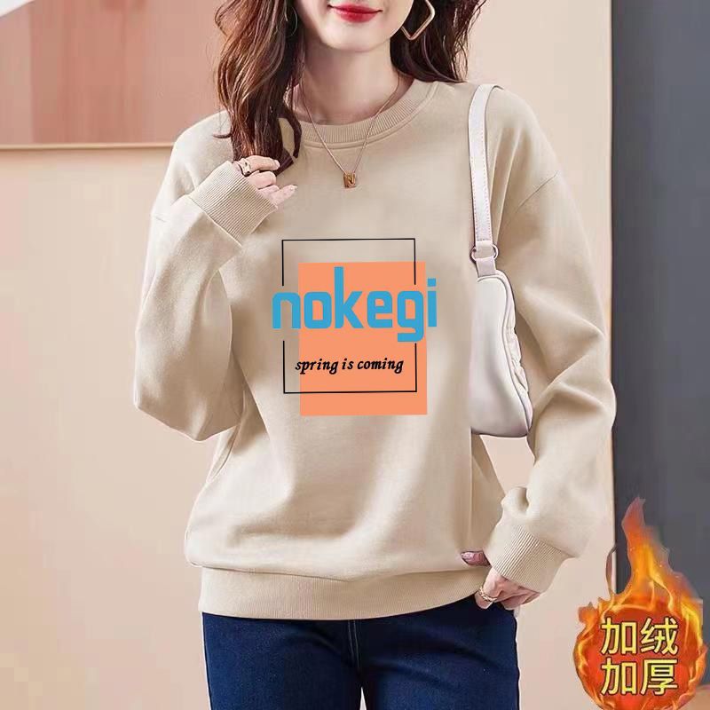 超柔春秋款衛衣女學生上衣韓版寬鬆百搭加絨加厚秋冬裝圓領長袖