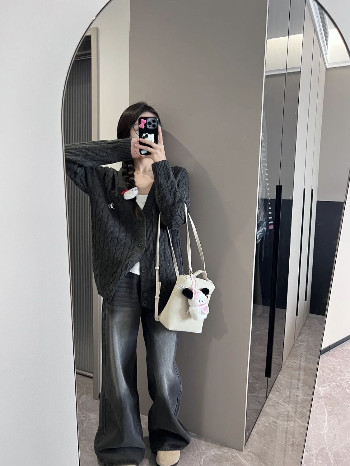 小眾黑灰色直筒牛仔褲女寬鬆顯瘦顯高百搭潮感水洗闊腿拖地褲ins