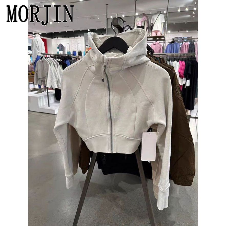 MORJIN设计感小众短款修身连帽运动卫衣女春秋新款拉链开衫外套潮