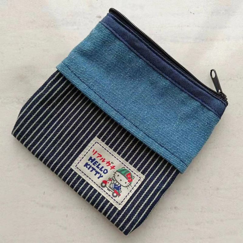 New denim cosmetic bag, versatile large-capacity storage bag, lipstick charger, utility bag, headphone bag, coin purse