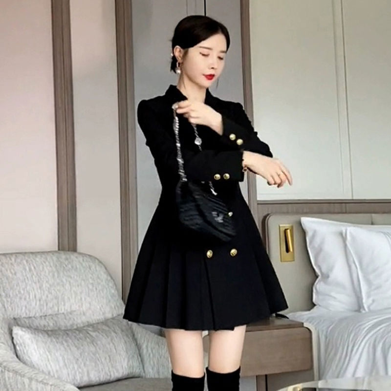 Suit Dress Women's Autumn and Winter  New Fashion Sweet Pleated Skirt Temperament Goddess Style Commuting Professional Skirt