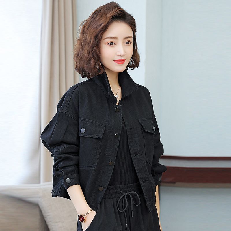 Retro denim short jacket for women in autumn and winter new style Korean style light mature style loose and versatile long-sleeved jacket cardigan top trendy