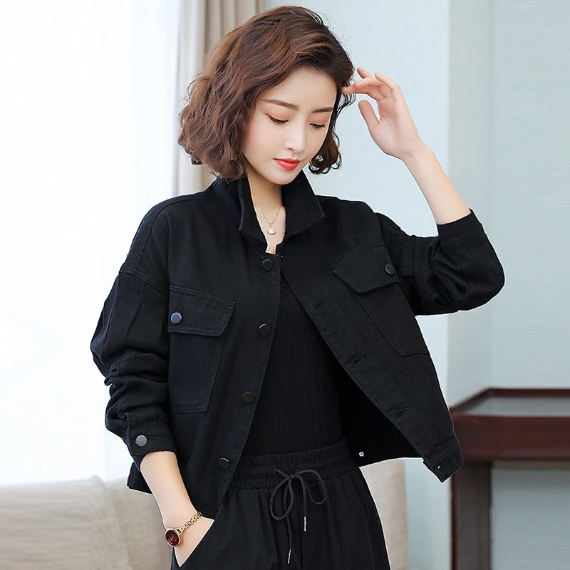 Retro denim short jacket for women in autumn and winter new style Korean style light mature style loose and versatile long-sleeved jacket cardigan top trendy