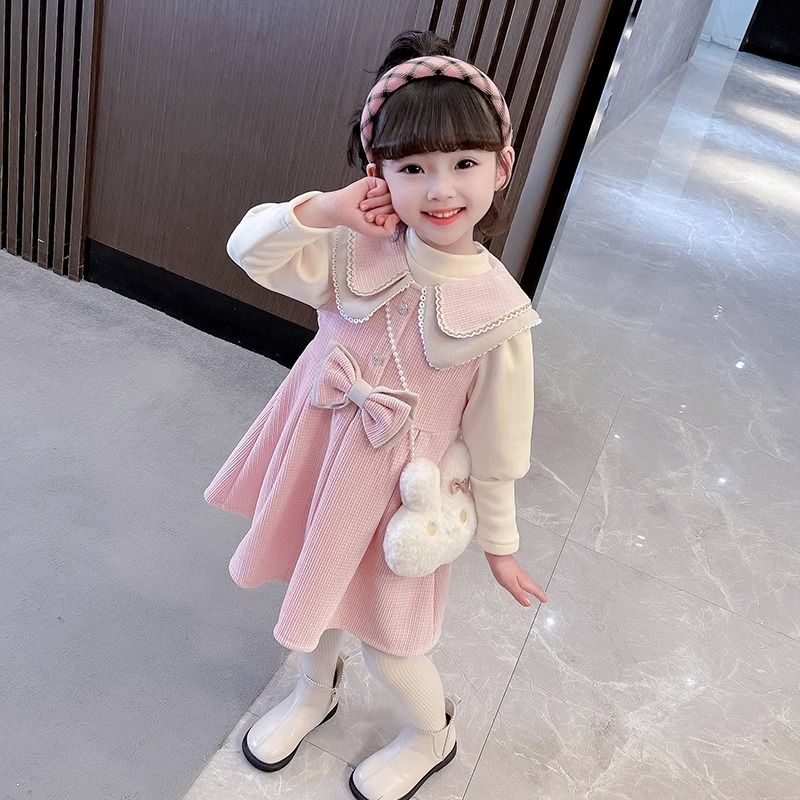 女童秋冬装长袖连衣裙2023冬季新款儿童公主裙女宝宝时髦洋气裙子