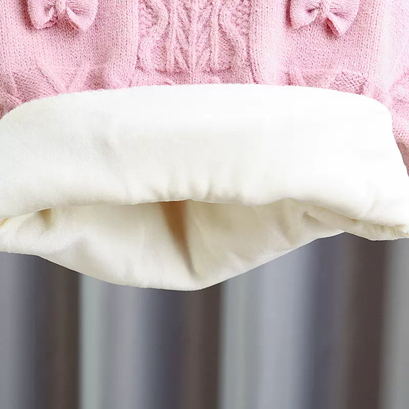 女童毛衣纯色秋冬韩版儿童洋气女宝宝加绒加厚小童冬季针织打底衫