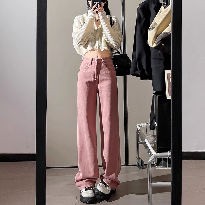 Retro straight pants trendy high-end fashion jeans slimming fat mm2023 autumn and winter new large size loose high street
