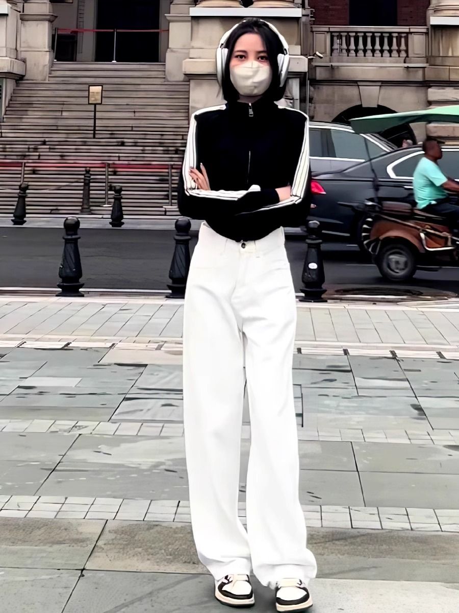 美式運動黑色立領三條槓衛衣外套女秋冬款小個子短款拉鏈開衫上衣