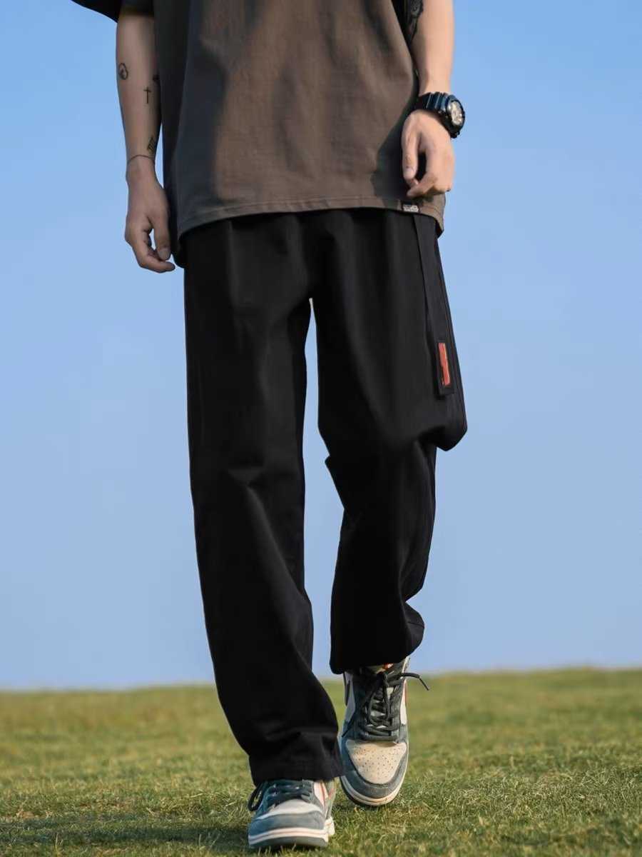 Autumn new men's casual pants solid color drape trendy brand straight pants cityboy plus velvet loose student trousers