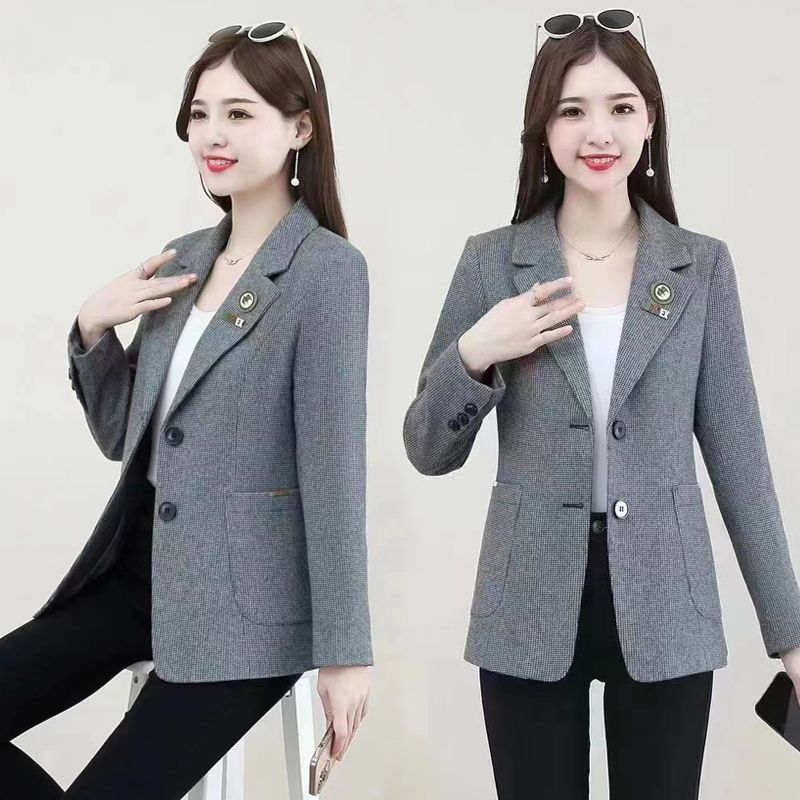 Houndstooth Plaid Suit Women's Jacket Autumn 2023 New Hot Style Fashionable Middle-aged Mom Noble Temperament Suit