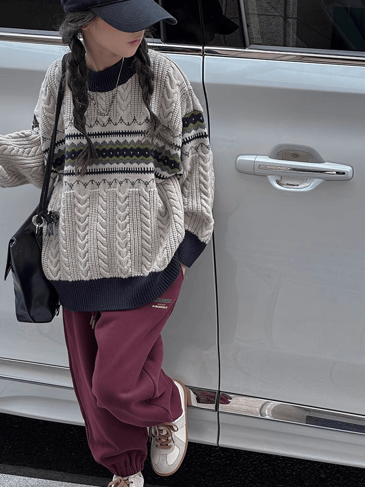 韩版女童加厚提花上衣2023新款秋冬装女孩针织打底衫儿童百搭毛衣