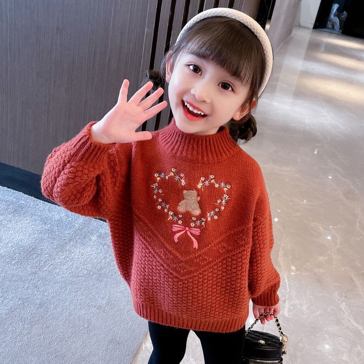 女童毛衣秋冬2023新款洋氣兒童內搭針織打底衫冬季寶寶加厚冬裝