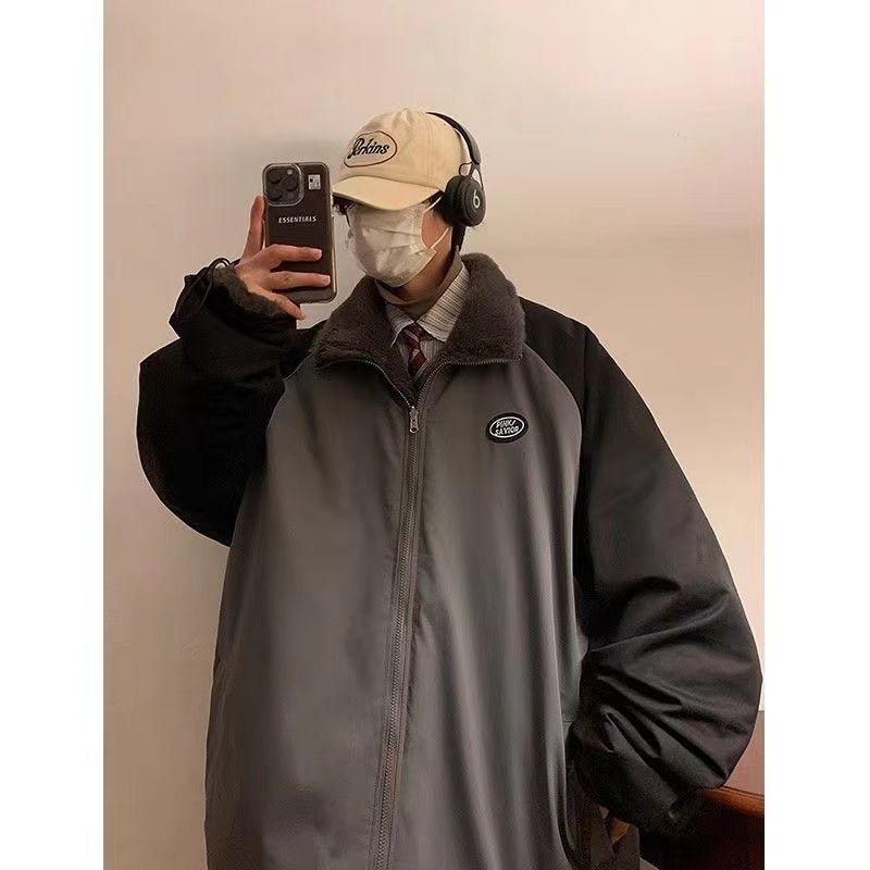 Herren Winterjacke Mit Lammfell Gefüttert Dicker Overcoat_voghion.com