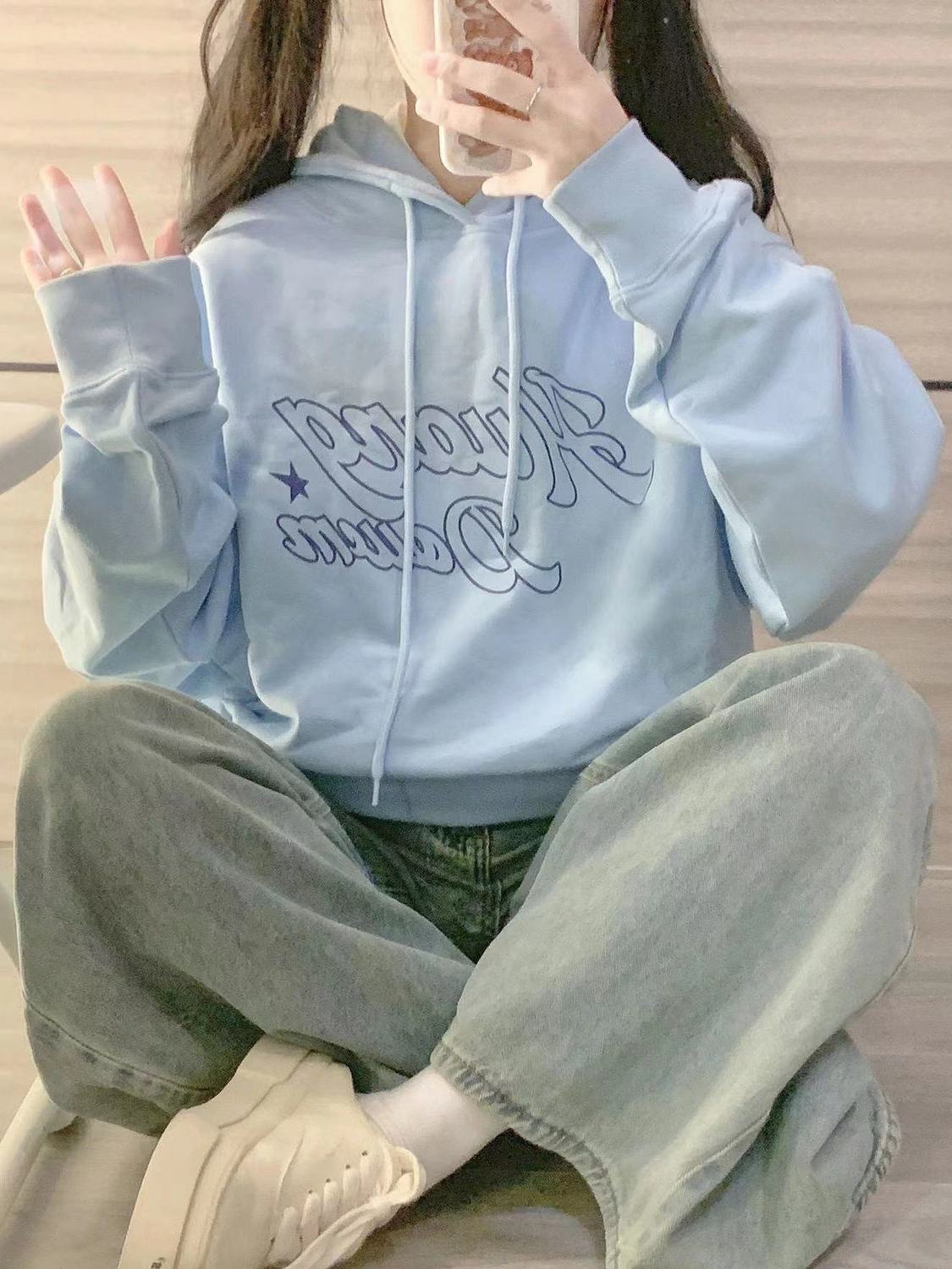 廣州十三行衛衣女秋冬季加絨加厚韓系慵懶風ins潮長袖上衣服外穿