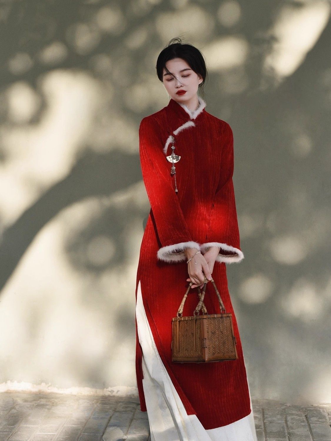 《歲歲合歡》2023年冬款新中式紅色新年裝結婚訂婚改良旗袍兩件套
