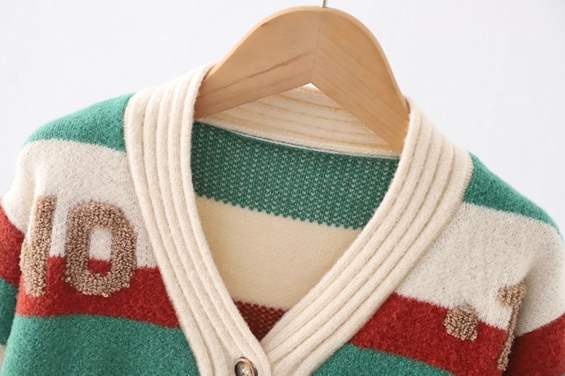 Cardigã de lã para bebé com bordado em algodão elegante_voghion.com