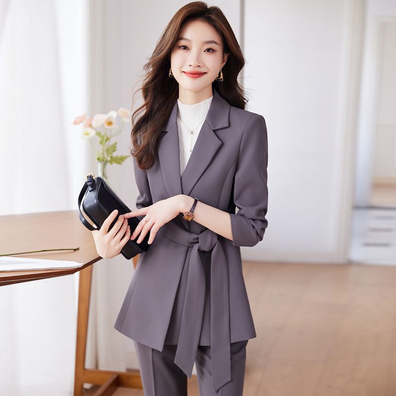 收腰休閒西裝外套女秋冬2023新款職業裝氣質女神范高端小西服套裝