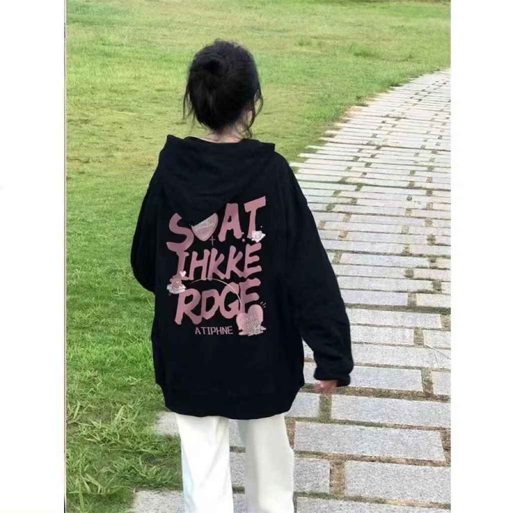 春秋冬連帽衛衣oversize寬鬆垂墜感洋氣慵懶ins小眾情侶美式外套