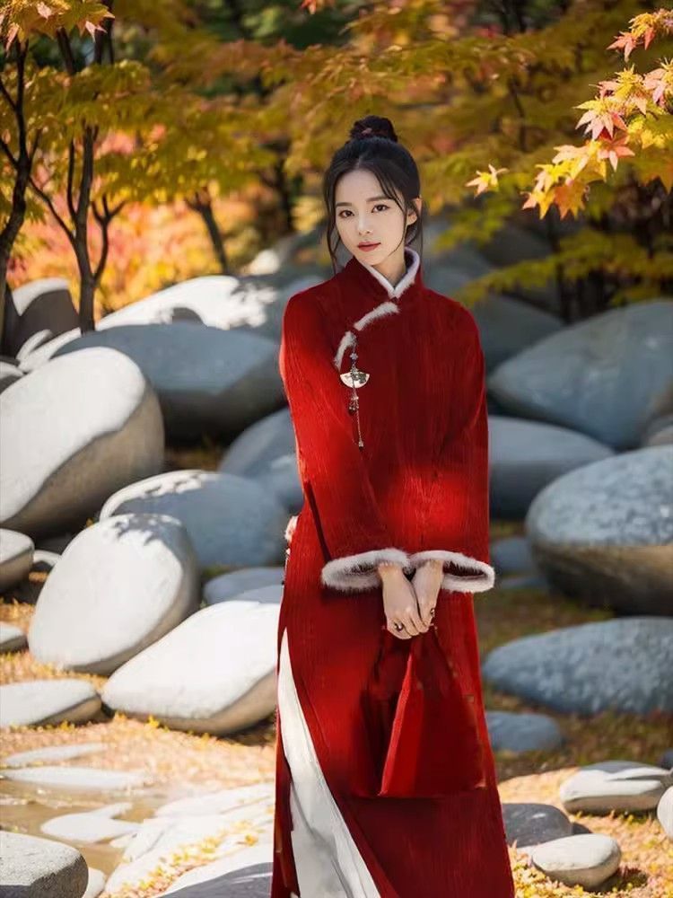 新中式女裝高級感旗袍敬酒服套裝結婚回門訂婚禮服紅色女冬兩件套