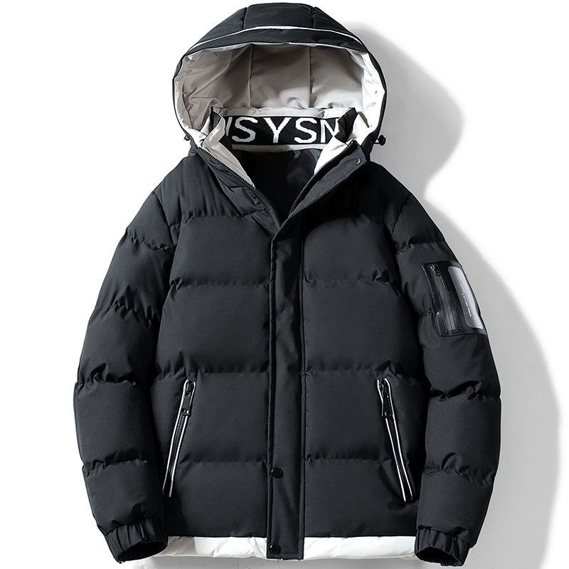 Cotton coat men's autumn and winter trendy brand hooded couple's coat thickened warm sports Korean style cotton coat men's winter coat