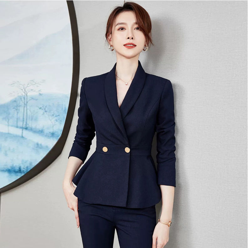 高端職業西裝套裝女春秋休閒時尚白領氣質幹練職場女神范西服外套