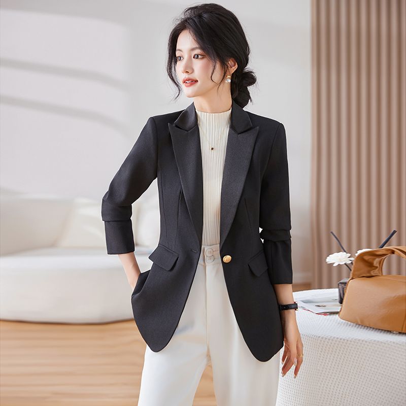 黑色西裝外套女秋冬2023新款設計感小個子休閒設計感小眾西服上衣