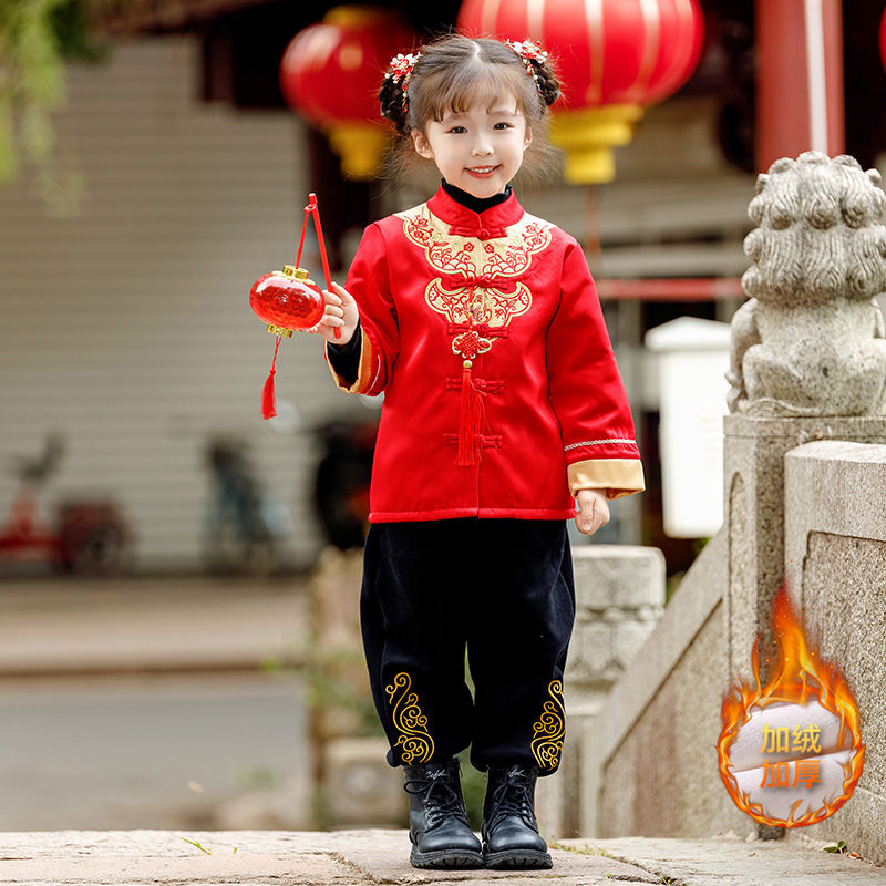 男童唐装中国风套装抓周中小儿童周岁晏礼服拜年服喜庆新年表演服