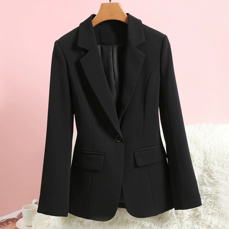 黑色西裝外套女春秋職場大學生面試職業裝西服套裝氣質正裝工作服