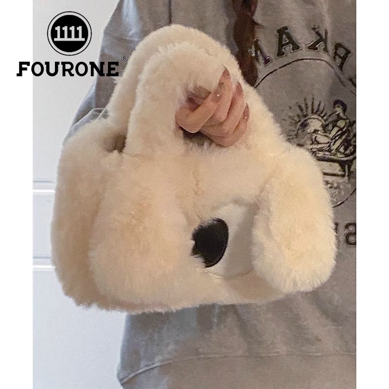 Autumn and winter plush bag for women 2023 new cute cartoon big-eyed dog fur bag hand-held crossbody bag