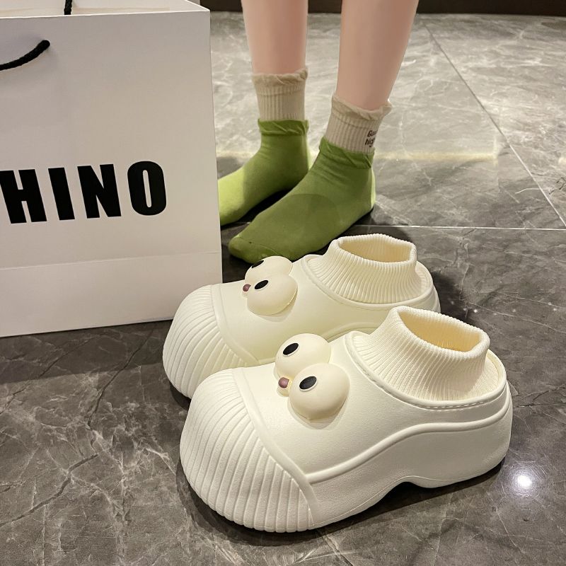 棉拖鞋女款防水防滑加絨保暖2023新款網紅大眼睛棉鞋包跟包頭秋冬