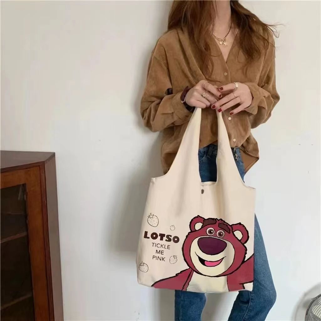 One-shoulder canvas bag for women ins versatile small fresh canvas bag large capacity book storage student class portable cloth bag new