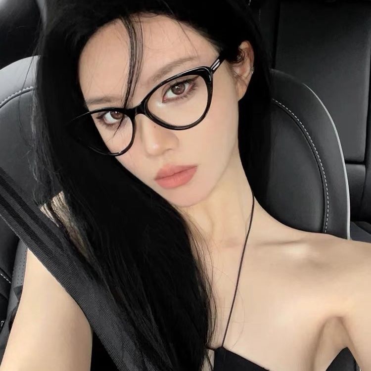 素顏歐美貓眼超輕神器眼鏡黑框藍光復古平光鏡辣妹可配近視度數