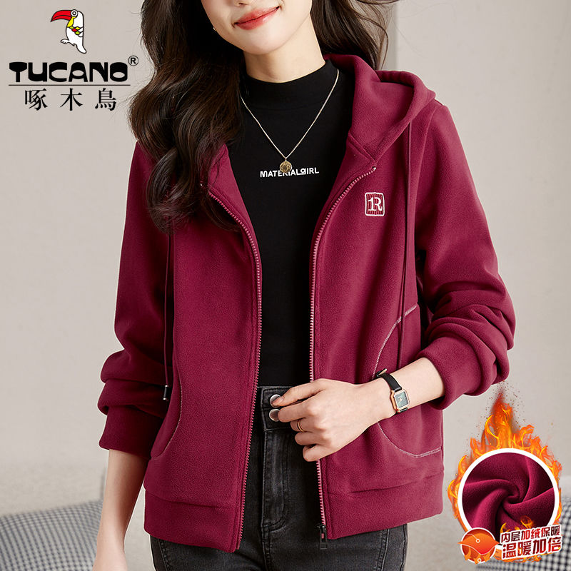 Winter velvet thickened zipper cardigan jacket for women 2023 new autumn and winter popular sweatshirt women's top