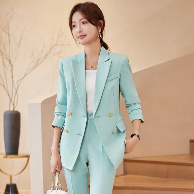 通勤職業工作服西裝外套女秋冬新款高級感氣質雙排扣長袖西服套裝