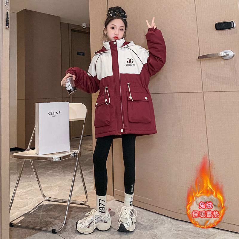 6-year-old girl's cotton-padded jacket  new winter clothing 7 little girl 8 velvet jacket children's clothing thickened cotton-padded jacket 9