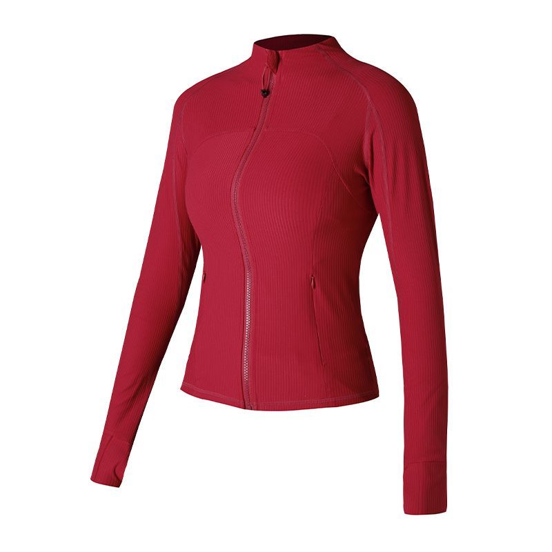 Yoga wear, women's stand-up collar zipper jacket, tight-fitting slimming outdoor running sportswear, quick-drying long-sleeved fitness wear