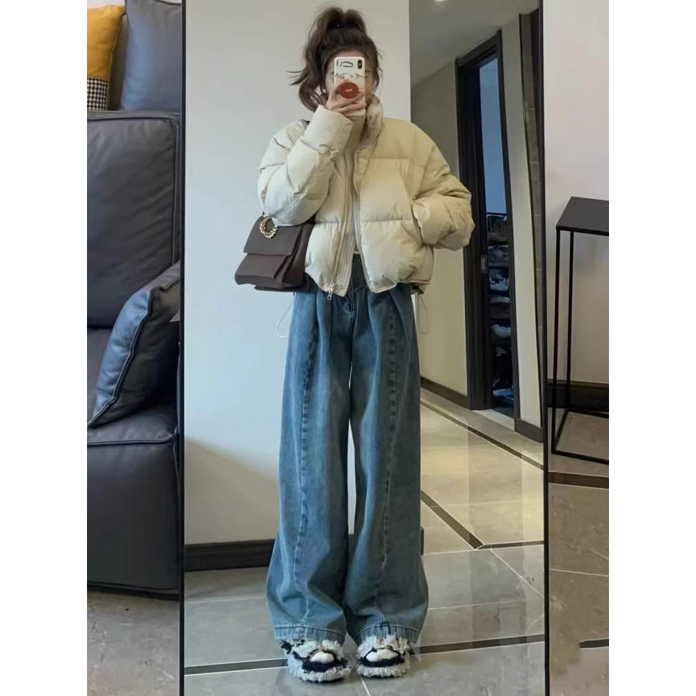 小個子立領純色短款棉服女韓系2023冬季新款寬鬆高級感加厚麵包服