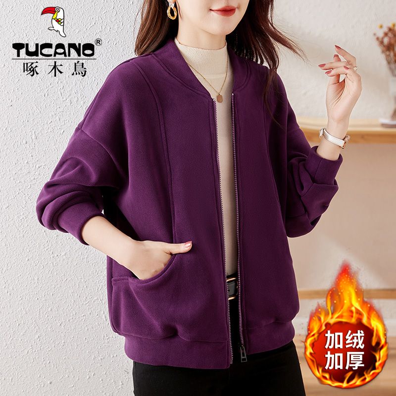 Winter velvet thickened zipper cardigan jacket sweatshirt for women 2023 new autumn and winter popular style top