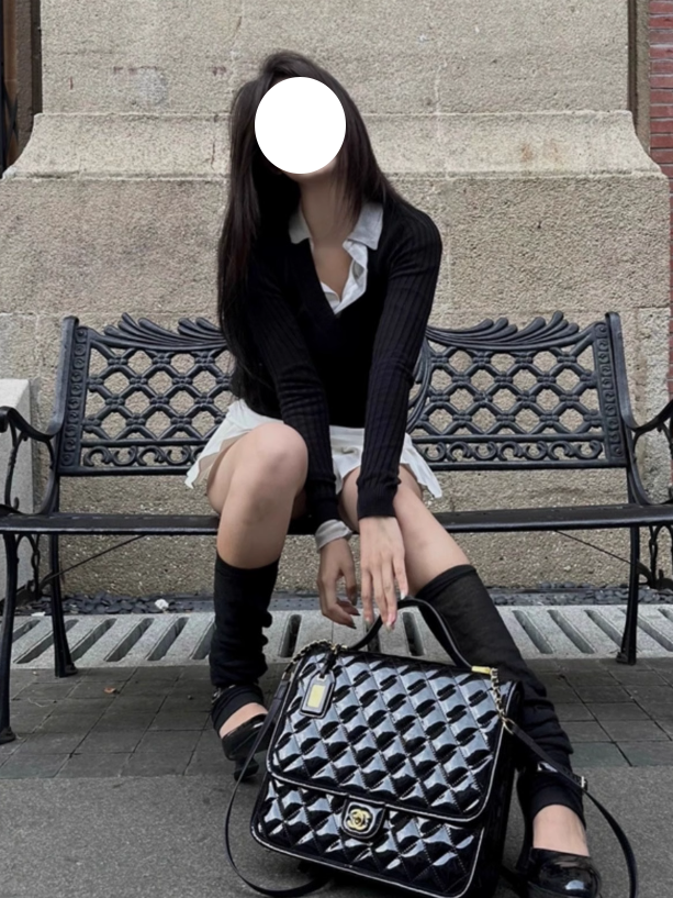 復古純欲風撞色拼接假兩件秋季新款修身收腰短款打底上衣