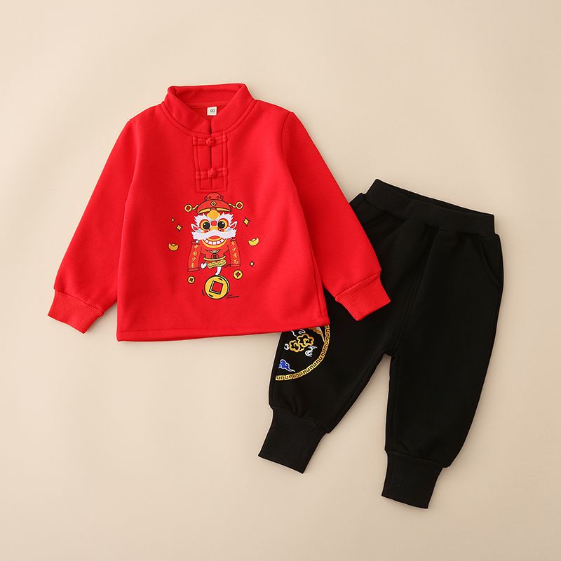 兒童寶寶唐裝年服男童中國風復古周歲禮服男孩漢服冬季新年拜年服