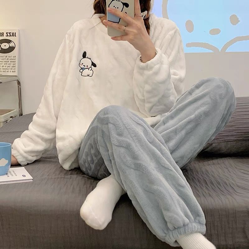珊瑚絨睡衣女秋冬季加絨加厚新款冬天保暖可外穿法蘭絨春秋家居服