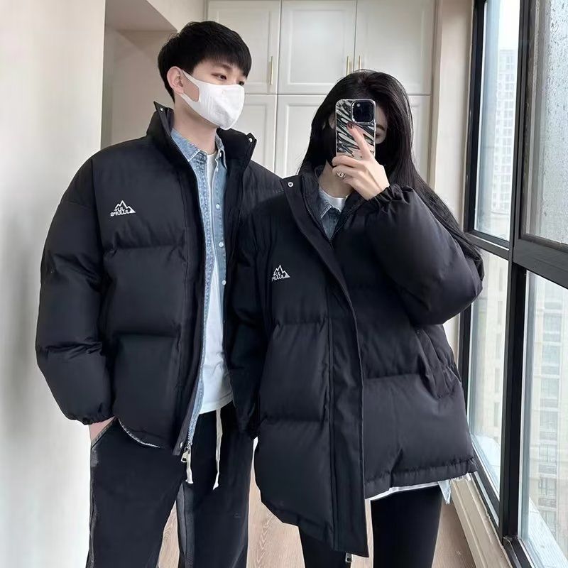 黑色立領潮牌中性風情侶裝棉衣基礎款工裝棉服男冬季學生麵包服潮