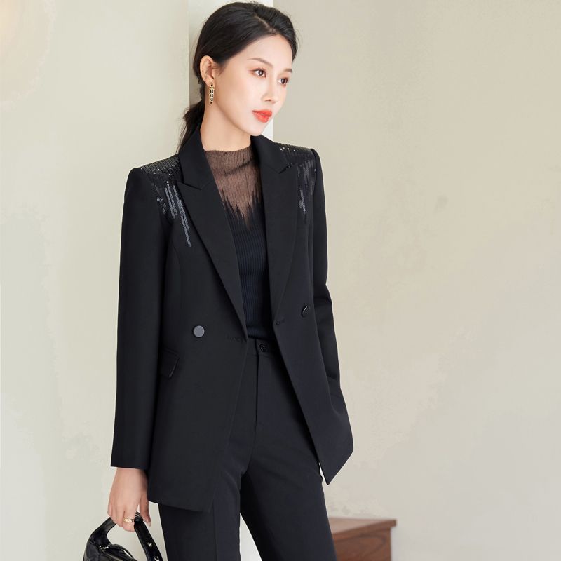 黑色西裝外套女秋冬職業裝氣質小個子高級感闊腿褲西服套裝工作服