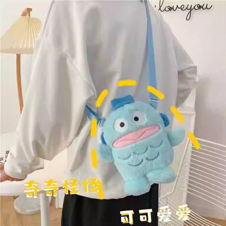 2023 Spring New Women's Bag Cute Cartoon Fish Monster Crossbody Bag Plush Mobile Phone Bag Furry Personalized Small Bag