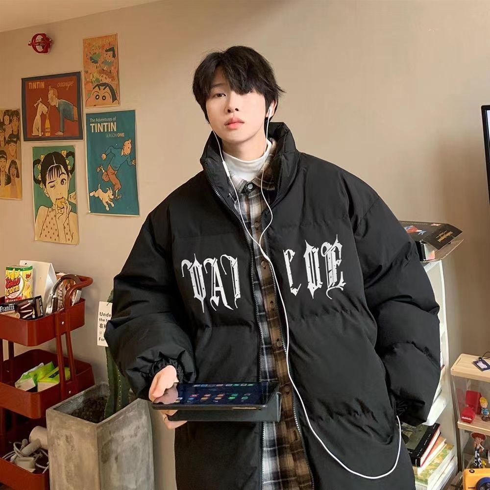新款立領高級感棉服男冬季加厚美式hiphop麵包服潮牌痞帥棉衣外套
