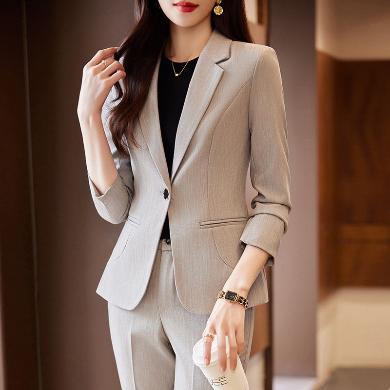 Business wear apricot high-end suit for women 2023 new autumn and winter hotel front desk work suit jacket