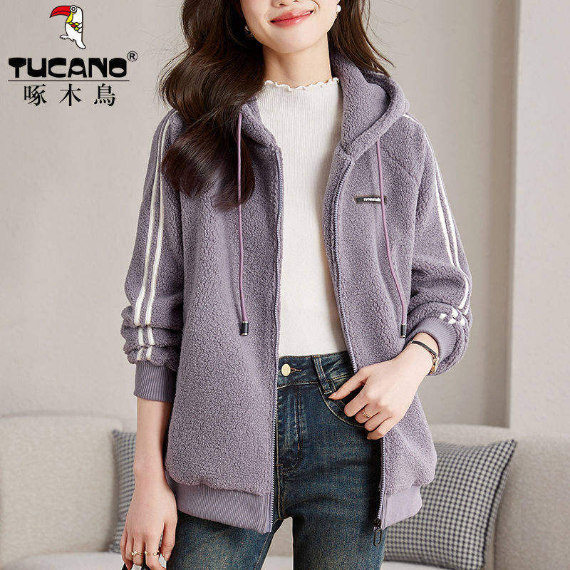 Winter velvet thickened zipper cardigan jacket for women 2023 new style extra thick thermal sweatshirt women's top