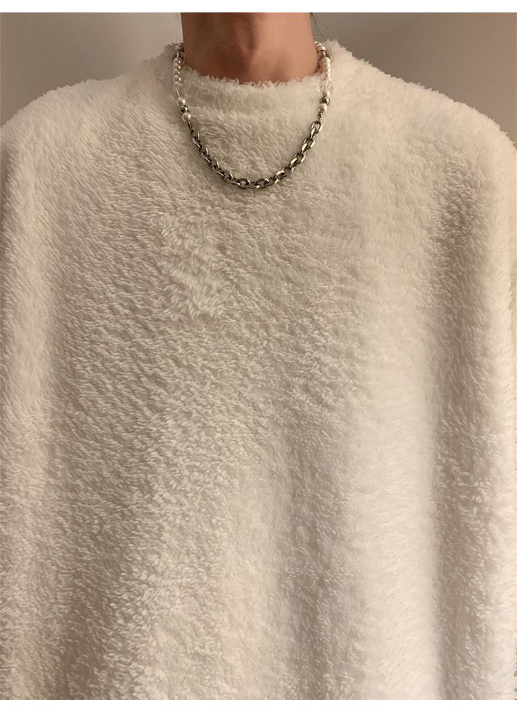 Men's lamb cashmere hoodie, autumn winter style, plush and thick pullover, round neck, inner layer with clothes, men's_voghion.com