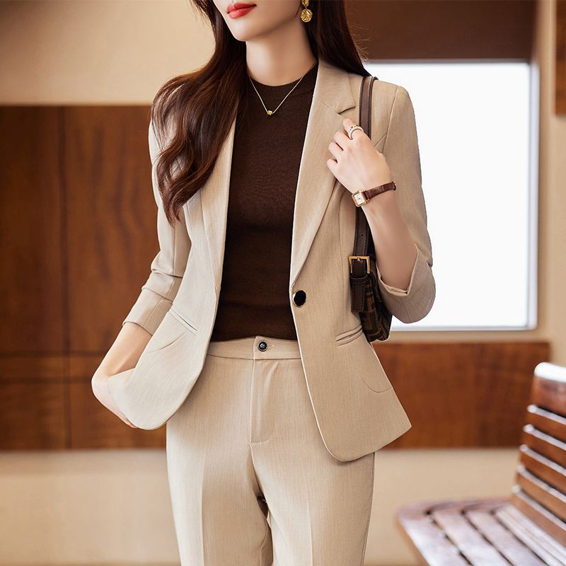 Business wear apricot high-end suit for women 2023 new autumn and winter hotel front desk work suit jacket